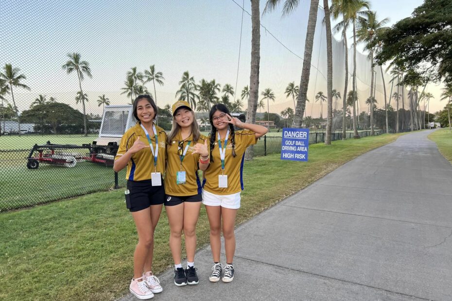 MOANALUA LIONS & MOANALUA HIGH SCHOOL LEOS serving at Field Marshalls and ground support at the 2023 Sony Open.