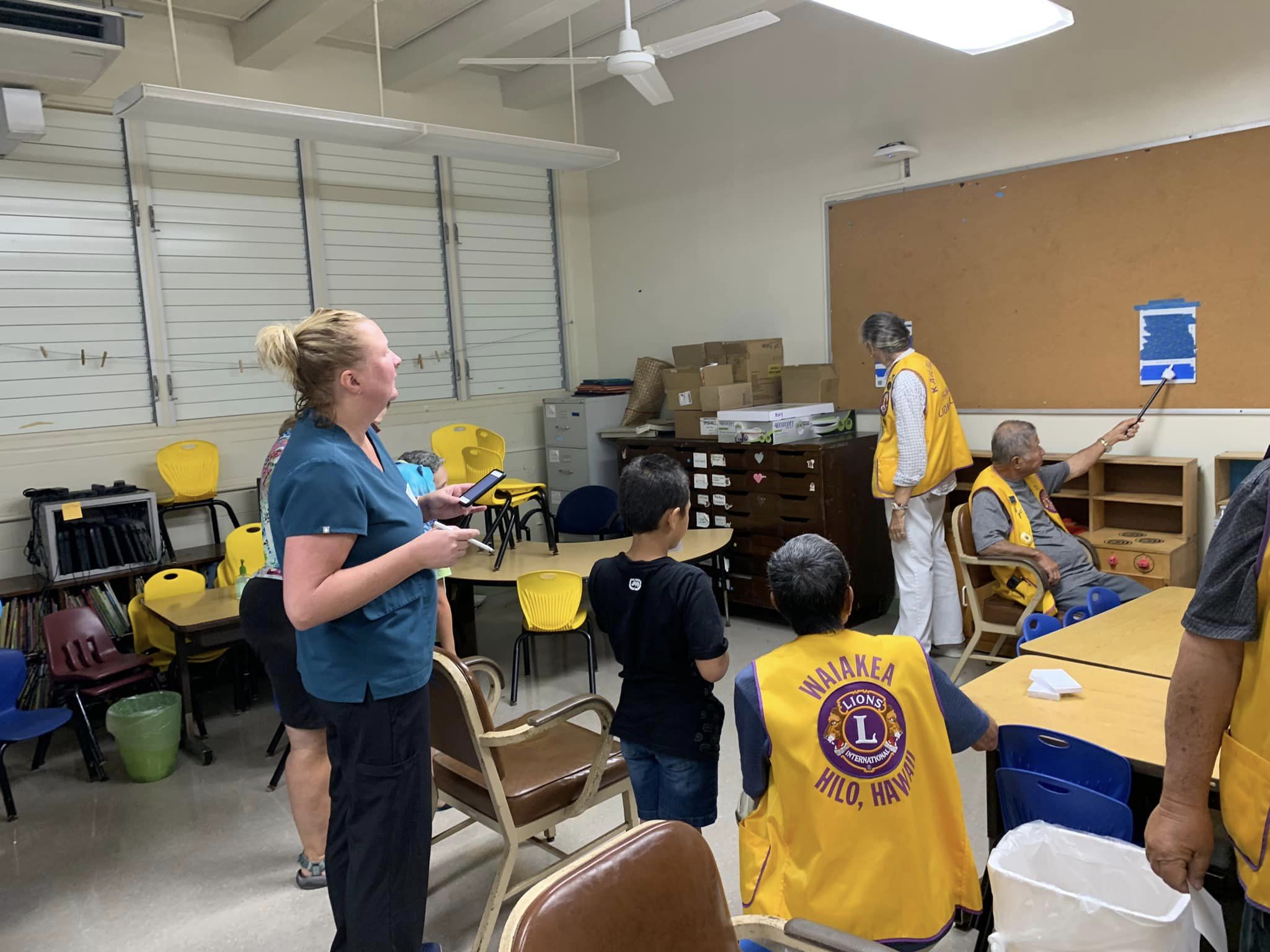 Keiki were screened at Kahakai Elementary with help from Project Vision and Lions from all over Hawaii island