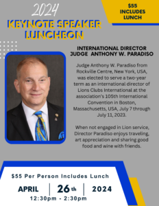 Keynote Speaker Luncheon with International Director Judge Anthony W. Paradiso